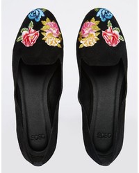 Ballerines brodées noires Asos