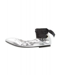 Ballerines en cuir argentées New Look