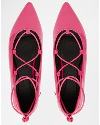 Ballerines en cuir fuchsia Asos