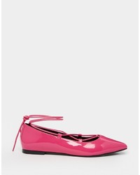 Ballerines en cuir fuchsia Asos