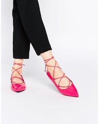 Ballerines en cuir fuchsia Asos