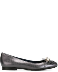 Ballerines en cuir grises Pollini