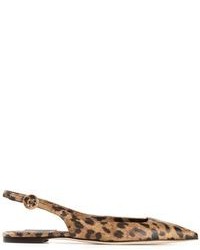 Ballerines en cuir imprimées léopard marron Dolce & Gabbana