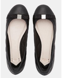 Ballerines en cuir matelassées noires Faith