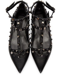 Ballerines en cuir noires Valentino