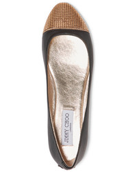 Ballerines en cuir ornées noires Jimmy Choo