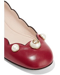 Ballerines en cuir ornées rouges Gucci