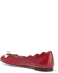 Ballerines en cuir ornées rouges Gucci