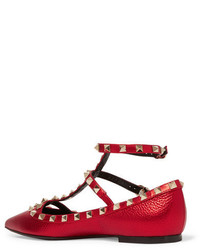 Ballerines en cuir ornées rouges Valentino