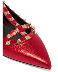 Ballerines en cuir ornées rouges Valentino