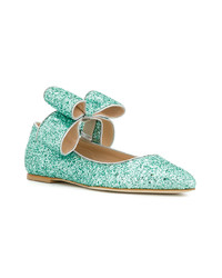 Ballerines en cuir vert menthe Polly Plume