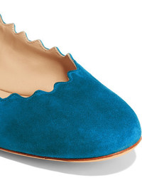 Ballerines en daim bleu canard Chloé