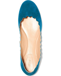 Ballerines en daim bleu canard Chloé