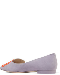 Ballerines en daim brodées violet clair Sophia Webster