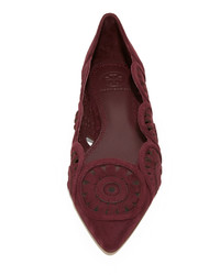 Ballerines en daim géométriques bordeaux Tory Burch