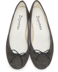 Ballerines en daim gris foncé Repetto