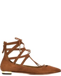 Ballerines en daim marron Aquazzura