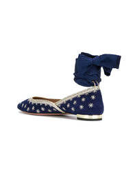 Ballerines en daim ornées bleu marine Aquazzura