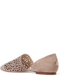 Ballerines en daim ornées marron clair Jimmy Choo