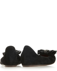 Ballerines en daim ornées noires Lanvin