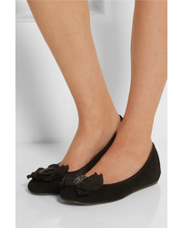 Ballerines en daim ornées noires Lanvin