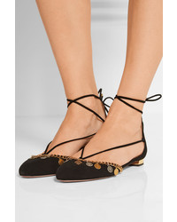 Ballerines en daim ornées noires Aquazzura