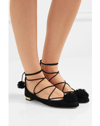 Ballerines en daim ornées noires Aquazzura