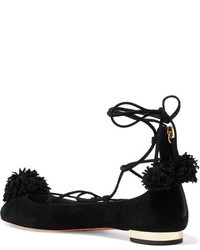 Ballerines en daim ornées noires Aquazzura