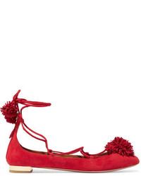 Ballerines en daim ornées rouges Aquazzura