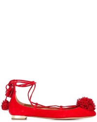 Ballerines en daim rouges Aquazzura