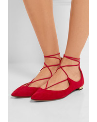 Ballerines en daim rouges Aquazzura