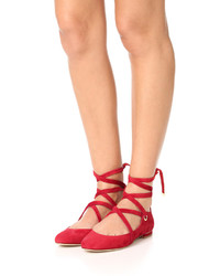 Ballerines en daim rouges Diane von Furstenberg