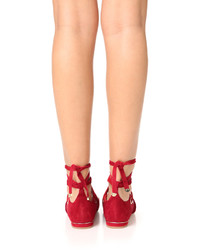 Ballerines en daim rouges Diane von Furstenberg