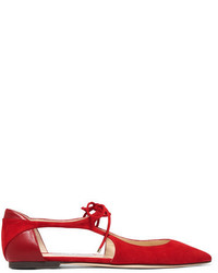 Ballerines en daim rouges Jimmy Choo