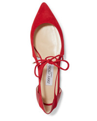 Ballerines en daim rouges Jimmy Choo