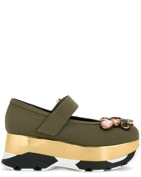 Ballerines ornées olive