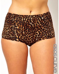Bas de bikini imprimé léopard marron Asos Curve