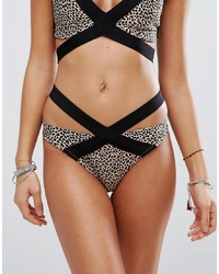 Bas de bikini imprimé léopard marron Luxe Lane