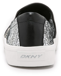Baskets à enfiler en cuir argentées DKNY
