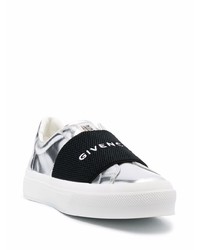 Baskets à enfiler en cuir imprimées argentées Givenchy