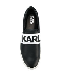 Baskets à enfiler en cuir imprimées noires et blanches Karl Lagerfeld