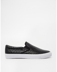 Baskets à enfiler en cuir noires Asos