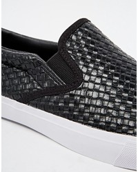 Baskets à enfiler en cuir noires Asos