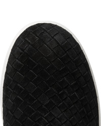 Baskets à enfiler en daim noires Bottega Veneta