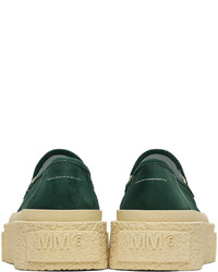 Baskets à enfiler en daim vert foncé MM6 MAISON MARGIELA