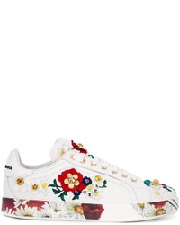 Baskets basses à fleurs blanches Dolce & Gabbana