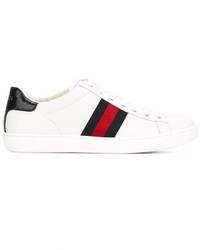 Baskets basses à rayures horizontales blanches Gucci