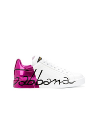 Baskets basses blanc et rose Dolce & Gabbana