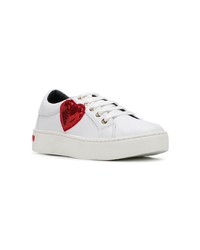 Baskets basses blanc et rouge Love Moschino