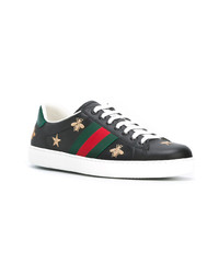 Baskets basses brodées noires Gucci